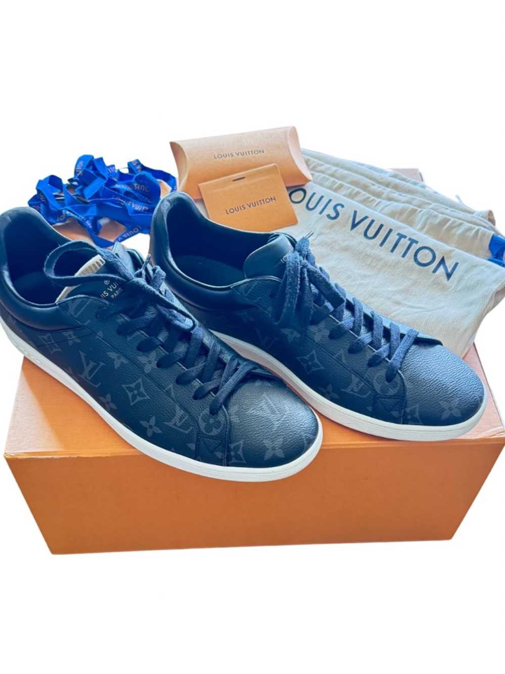 LV Luxembourg Sneakers Black Logo Monogram w/Box Dust Bags (Men's UK10-US11)